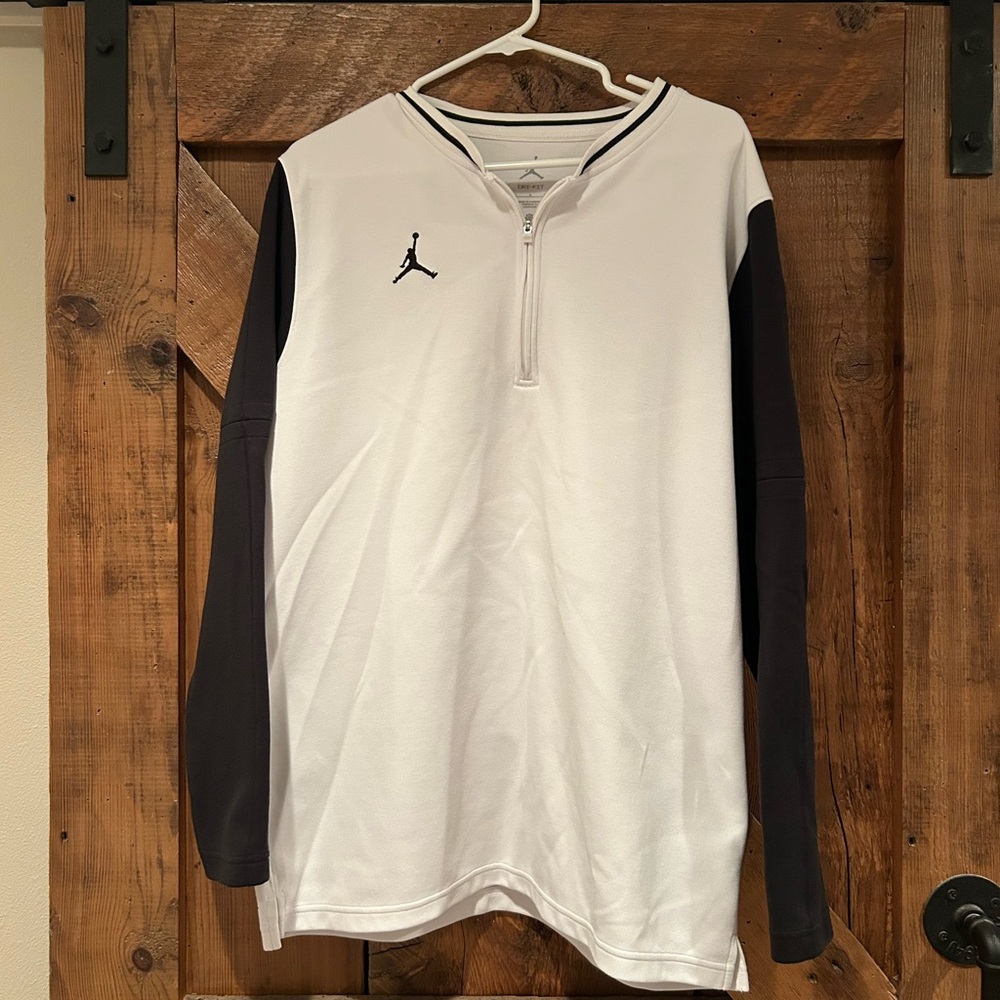 Nike White and Black Jordan Quarter-Zip Pullover